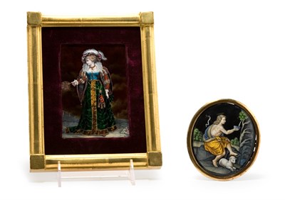 Lot 1341 - Two Framed Limoges Style Copper Enamel...