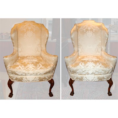 Lot 533 - Pair of George III Style Beige Silk...