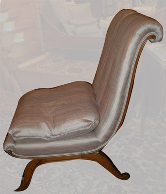 Lot 414 - Art Deco Style Silk Upholstered Slipper Chair