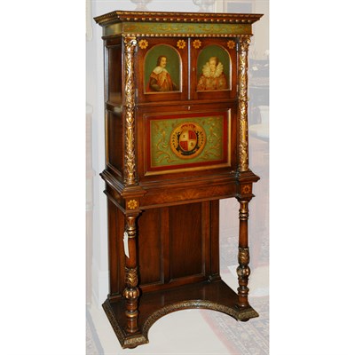 Lot 1345 - Renaissance Style Parcel Painted Mahogany...