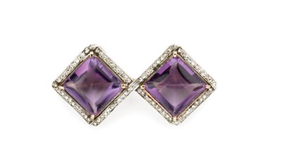 Lot 20 - Cabochon Amethyst and Diamond Brooch