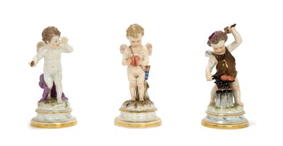 Lot 1338 - Three Meissen Porcelain Figures of Cupid...