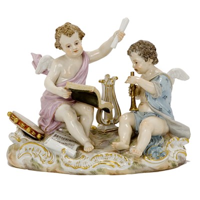 Lot 1328 - Meissen Porcelain Figural Group Of two cupids...