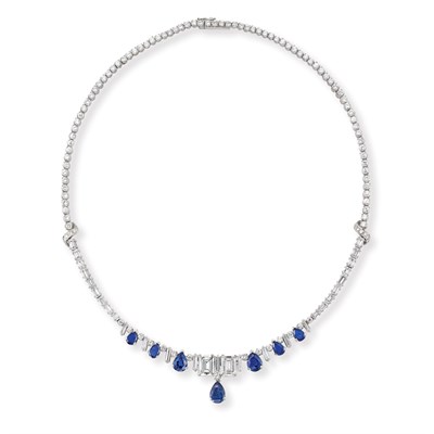 Lot 455 - Diamond and Sapphire Necklace