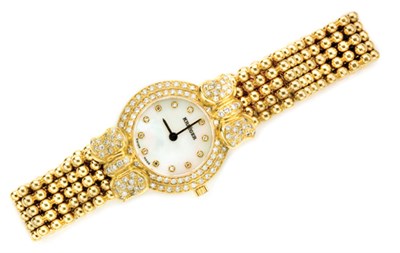 Lot 211 - Gold, Mother-of-Pearl and Diamond Wristwatch, Krieger