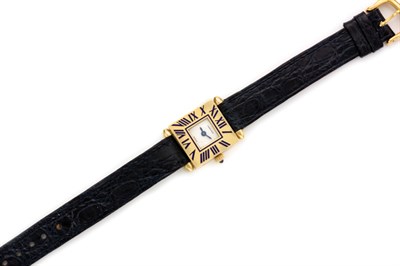 Lot 159 - Gold and Enamel Wristwatch, Cartier