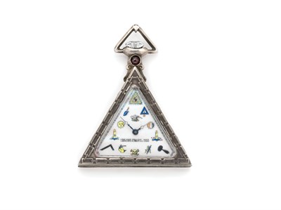 Lot 26 - Silver, Mother-of-Pearl and Enamel Open Face Masonic Pocket Watch