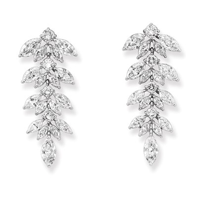 Lot 604 - Pair of Diamond Pendant-Earrings