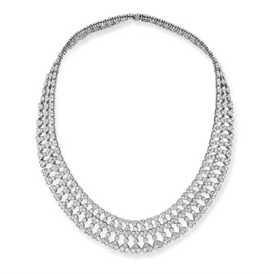 Lot 452 - White Gold and Diamond Bib Necklace