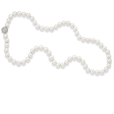 Lot 609 - Single/Double Strand Cultured Pearl Necklace with Diamond Clasp