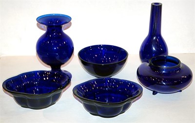 Lot 3417 - Group of Six Peking Blue Glass Articles...