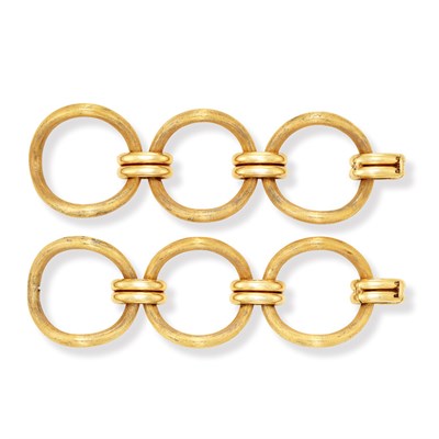 Lot 179 - Pair of Wide Gold Link Bracelets