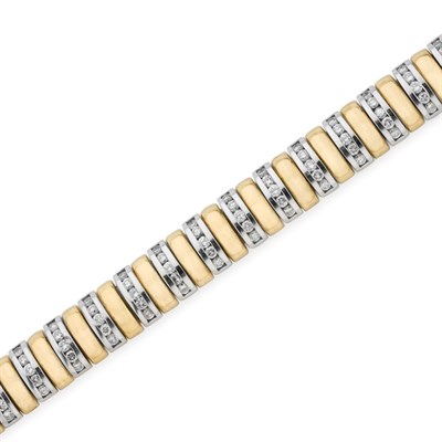 Lot 246 - Two-Color Gold and Diamond Bracelet