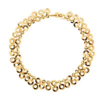 Lot 186 - Gold Circle Link Fringe Necklace