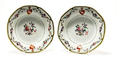Lot 175 - Pair of Chinese Export Porcelain Soup Dishes...