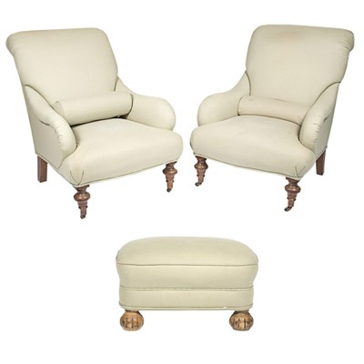Lot 192 - Pair of Celadon Upholstered Armchairs;...