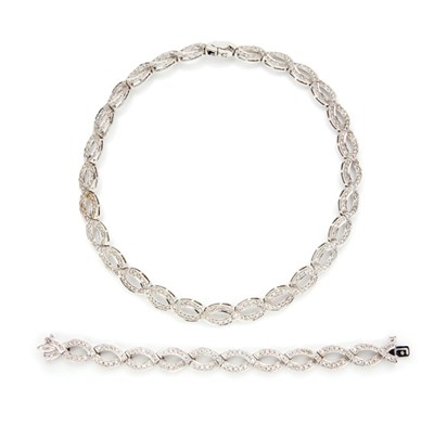 Lot 67 - White Gold and Diamond Necklace and Bracelet