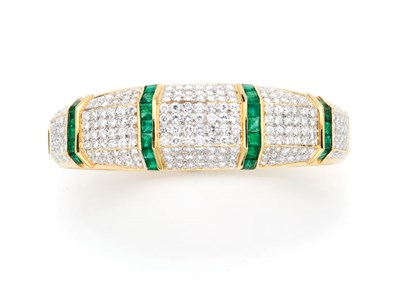 Lot 310 - Gold, Diamond and Emerald Bangle