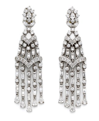 Lot 379 - Pair of Diamond Pendant-Earrings