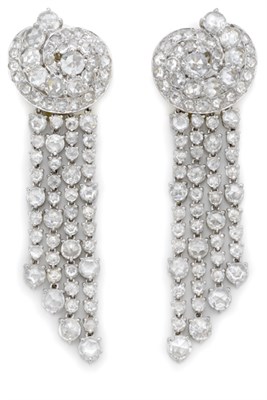 Lot 400 - Pair of Diamond Pendant-Earrings