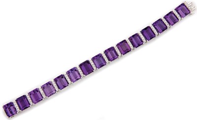 Lot 91 - Amethyst and Diamond Bracelet