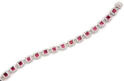 Lot 76 - Pink Tourmaline and Diamond Bracelet