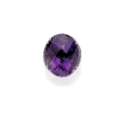 Lot 180 - Amethyst and Diamond Ring