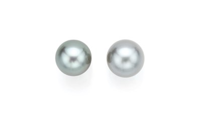 Lot 186 - Pair of Gray Cultured Pearl Earclips
