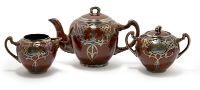 Lot 1479 - Lenox Brown Glazed Silver Overlay Porcelain...