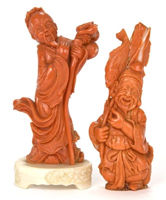 Lot 161 - Two Chinese Coral Figural Groups 19th Century...