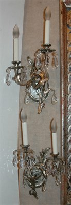 Lot 327 - Louis XV Style Metal and Cut Glass Two-Light...