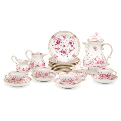 Lot 493 - Meissen Pink Floral Decorated Porcelain...
