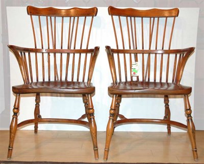 Lot 252 - Set of Ten Fruitwood Windsor Chairs