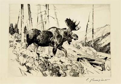 Lot 382 - Carl Rungius THE TRAVELER (C. 30) Etching and...