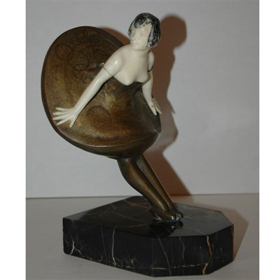 Lot 1446A - Art Deco Bronze and Ivory Figural Bookend...