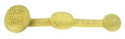Lot 248 - Chinese Yellow Glazed Porcelain Ruyi Sceptre...