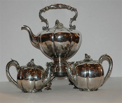 Lot 344 - Victorian Silver Melon-Form Coffee Pot and...