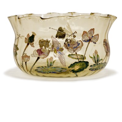 Lot 1542 - Galle Enameled Glass Bowl Circa 1900 Of oval...