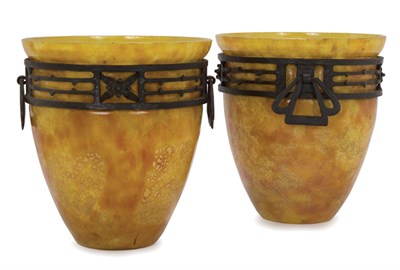 Lot 1594 - Pair of Daum and Louis Majorelle Glass and...