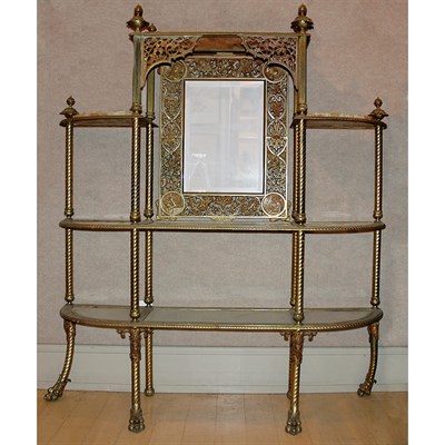 Lot 1314 - Victorian Brass, Onyx and Glass Mirrored...