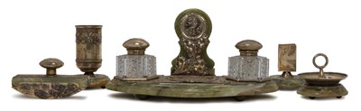Lot 1285 - Russian Silver Mounted Green Onyx and Glass...