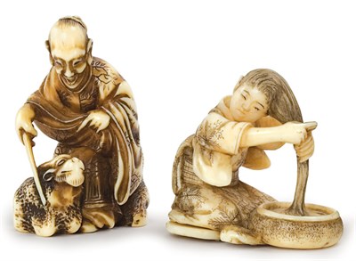 Lot 47 - Two Japanese Ivory Netsuke 19th Century...