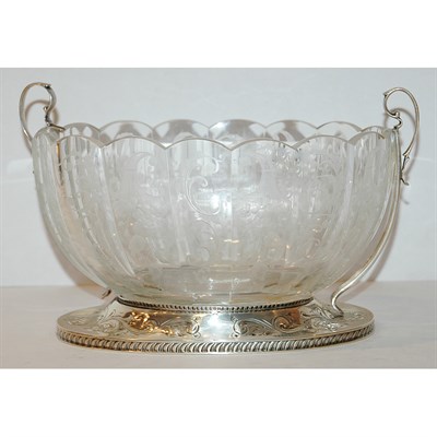 Lot 1226 - Sterling Silver Mounted Glass Center Bowl Of...