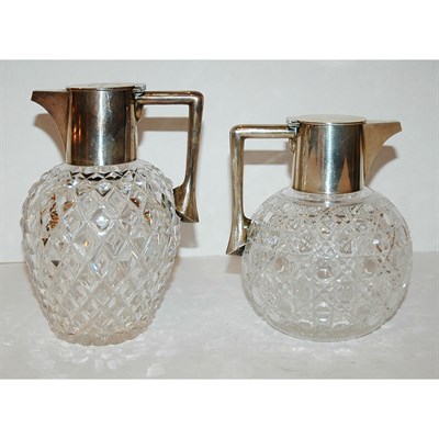 Lot 1214 - Two Victorian Silver Mounted Cut Glass Claret...