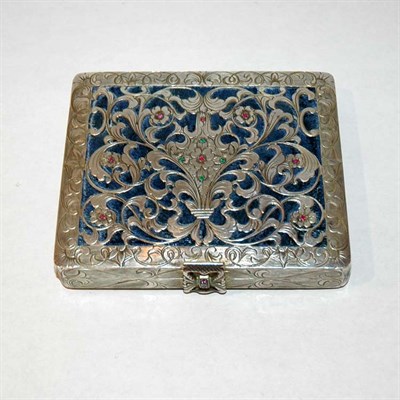 Lot 1263 - Continental Silver Compact Of rectangular form,...