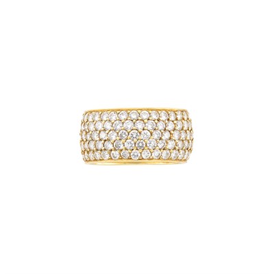 Lot 369 - Wide Gold and Diamond Band Ring