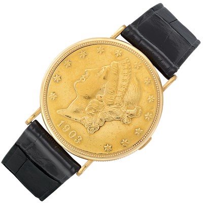 Lot 220 - Gentleman's Gold Coin Wristwatch, Piaget