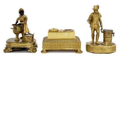 Lot 1386 - Group of Three Gilt-Bronze Inkstands...