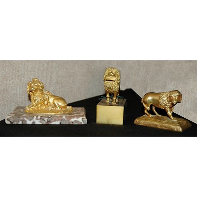 Lot 24 - Group of Six Gilt-Metal Dogs Various breeds....