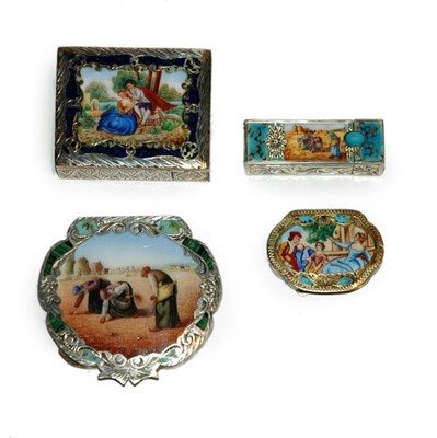 Lot 3581 - Four Italian Enamel Decorated Silver Boxes